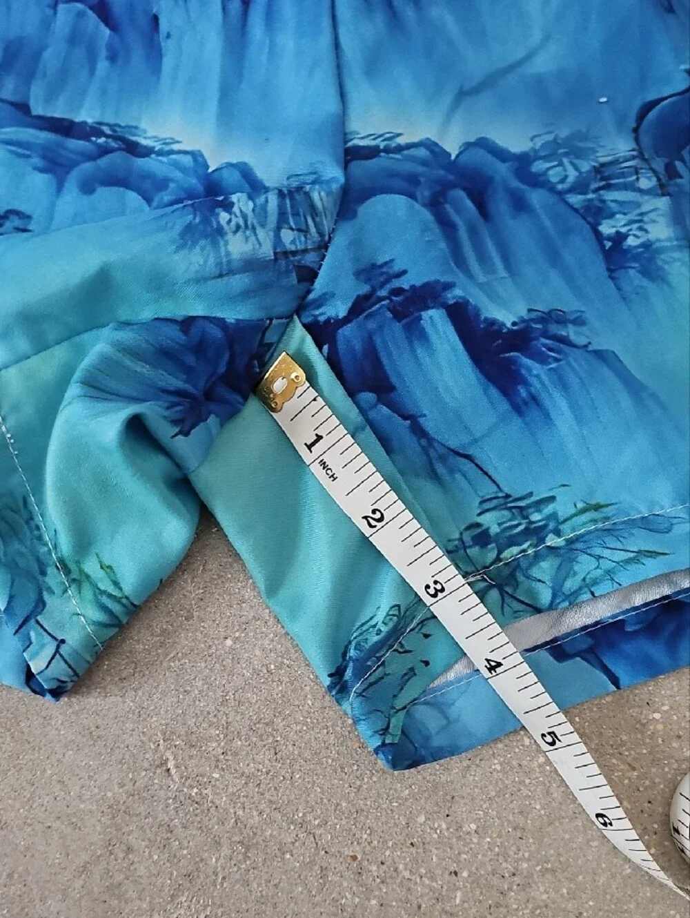 Blue Gradient Wave Swim Shorts, Size Small